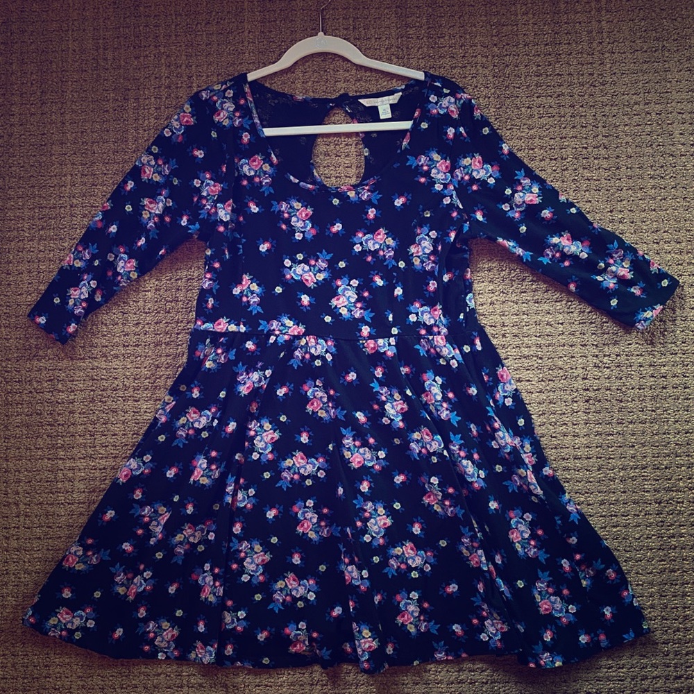 LC Lauren Conrad Black Floral Print Dress